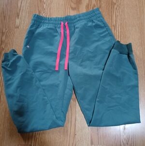 Figs Technical Collection Jogger Pants with Pink Drawstring Sz S